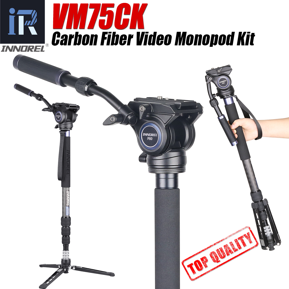 Camera Tripod Carbon - INNOREL VM75CK 10 ชั้นคาร์บอนไฟเบอร์MonopodชุดProfessionalของเหลวหัวที่ถอดออกได้ขาตั้งกล้องสำหรับกล้องDSLR Telescopic