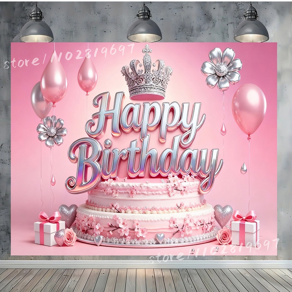ฉากหลังวันเกิดสุดหรู ธีมสีชมพู - Photography Backdrop Muslin บทวิจารณ์และราคา