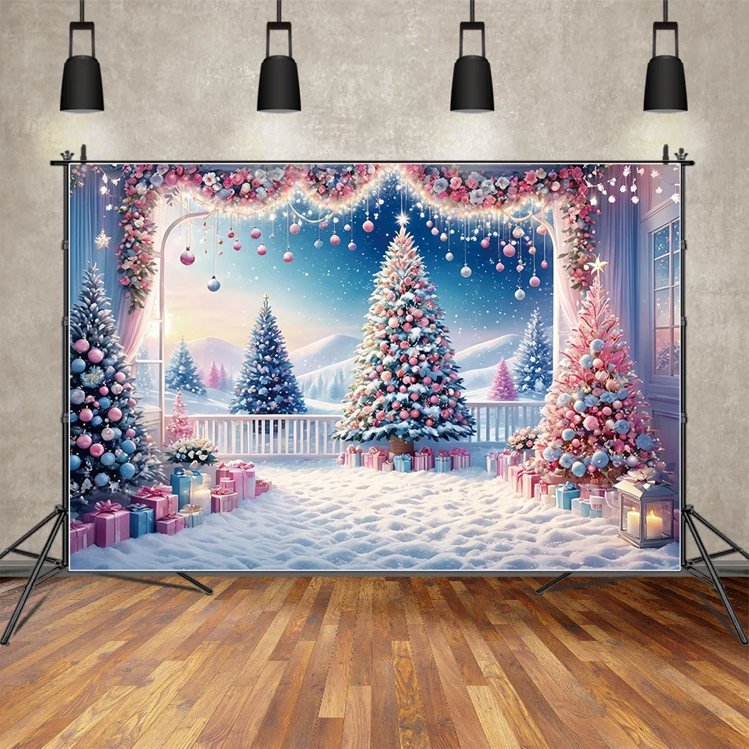 พื้นหลังต้นคริสต์มาสฉากหลังฤดู - Photography Backdrop Muslin บทวิจารณ์และราคา