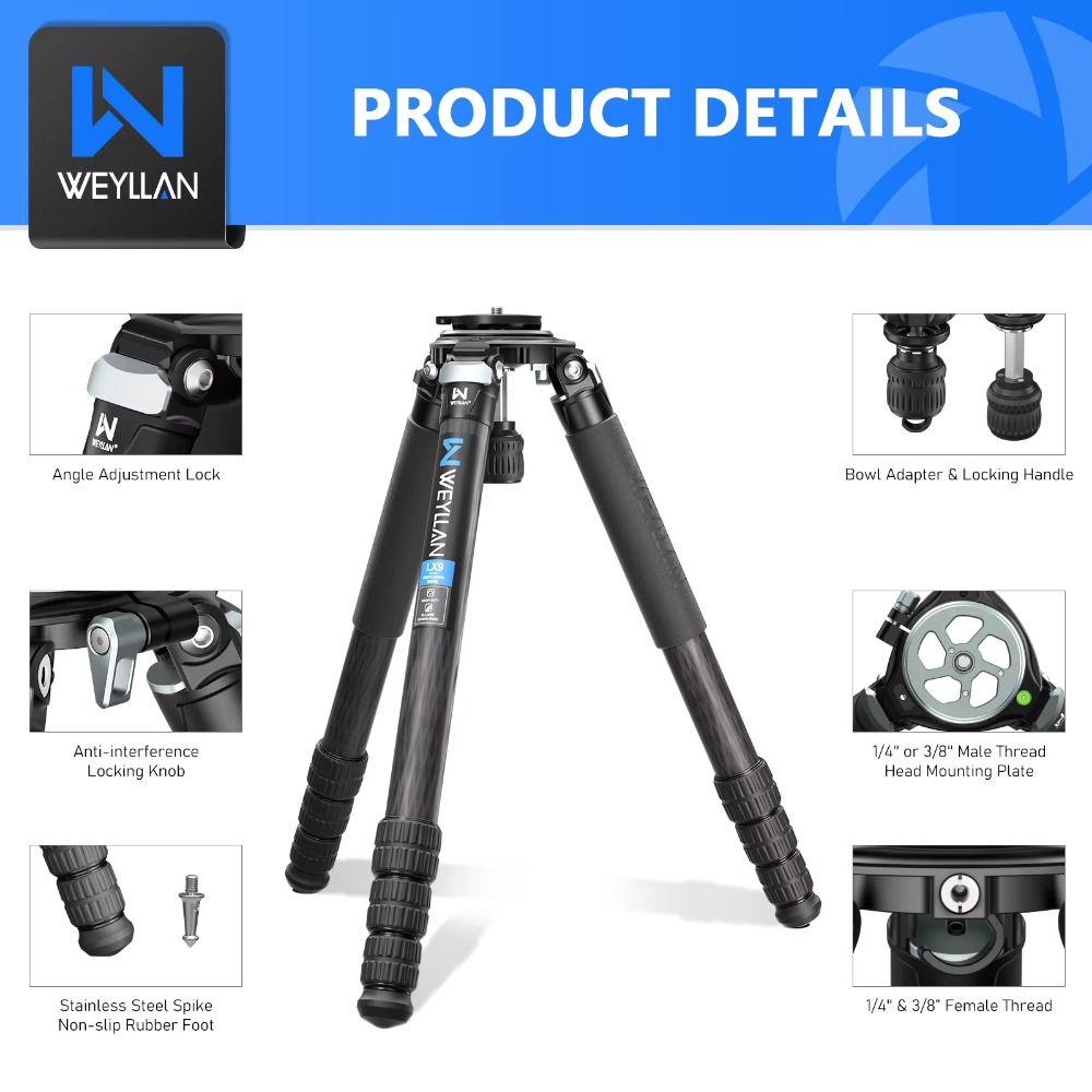 WEYLLAN LX9 คาร์บอนไฟเบอร์ขาตั - Camera Tripod Carbon บทวิจารณ์และราคา