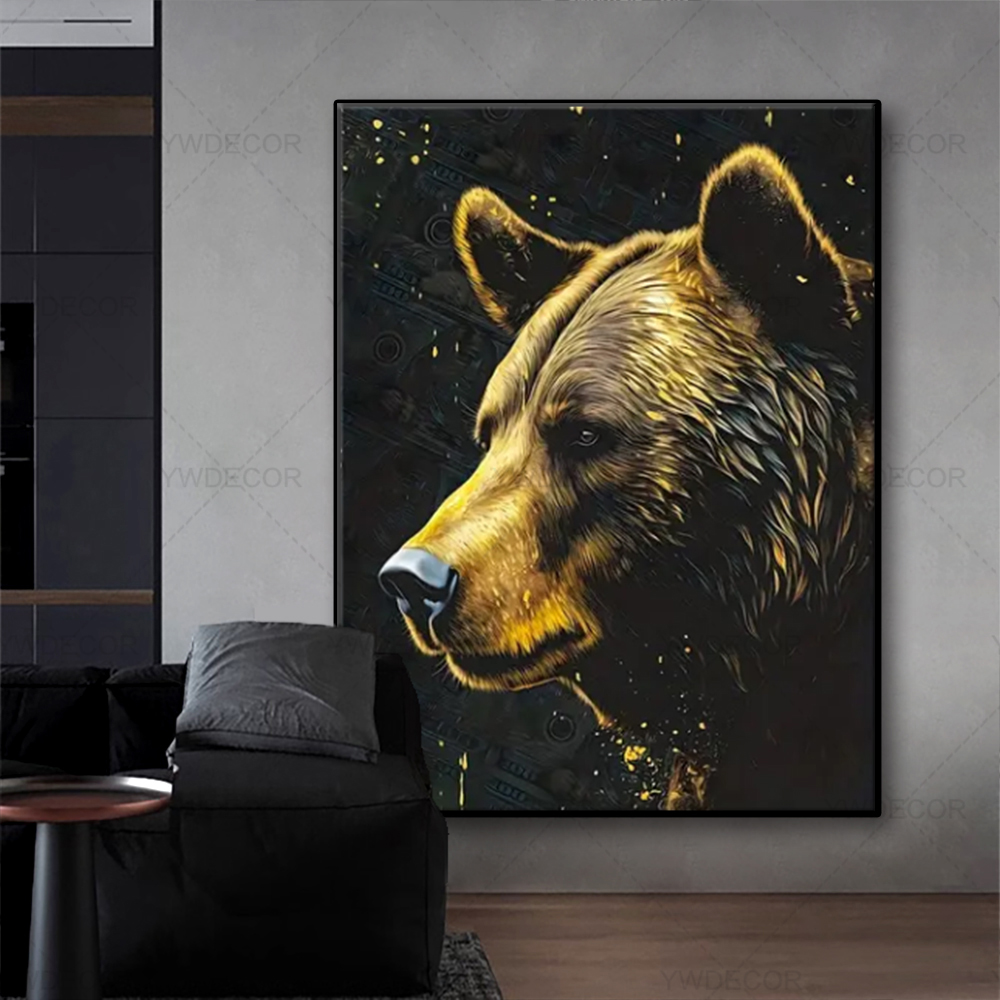Bull และหมีสัตว์ภาพวาดผ้าใบ Wa - Photography Duck บทวิจารณ์และราคา