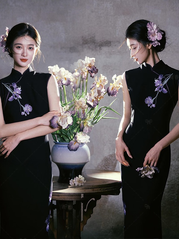 ชุดเดรสปักลายสีดำสไตล์จีนวินเท - Photography Young บทวิจารณ์และราคา