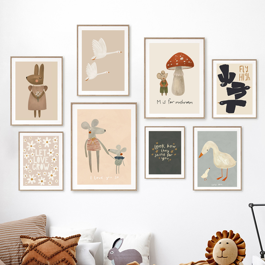 Boho โปสเตอร์การ์ตูนรูปหนูและห - Photography Duck บทวิจารณ์และราคา